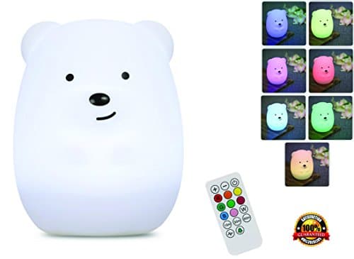 Night Light for Kids with Wireless Remote – Portable Multicolor LED Animal Silicone Nursery Light - 8 Colors & Breathing Mode Timing for a Tranquil and Relaxing Sleep for Children & Babies