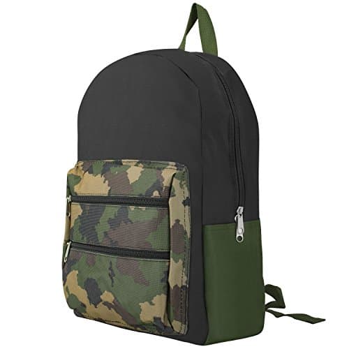 Boys' Black Camouflage Print School Backpack, Elementary Student Book Bag