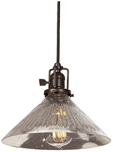 JVI Designs 1200-08 S2-SR 1-Light Union Square Pendant with Antique Mercury Ribbed Mouth Blown Glass Shade, 10" Wide