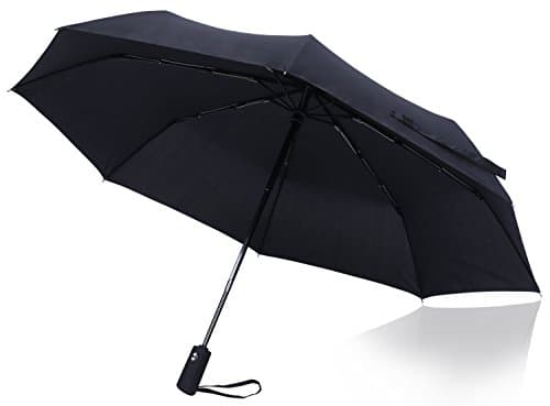 Umbrella Windproof To 65 MPH - Auto Open &amp; Close - Compact Umbrella Black Sky Blue Color