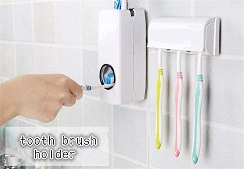 Shop4All Automatic Toothpaste Dispenser and 5 Toothbrush Holder
