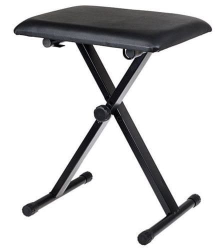 Black Adjustable Piano Keyboard Bench Leather Padded Seat Folding Stool Chair