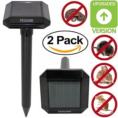 PESGONE 2Pack Solar Mole Repellent Mole Repeller Rodent Repellent Repel Chipmunk Vole Gopher Humane Ultrasonic Pest Repeller Can Be Used With Organic Garlic No Killing Like Mole Traps Killer Poison