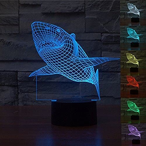 3D illusion Lamp Shark LED Night Light 7 Color Changing Touch Table Desk Lighting for Bedroom LED Nightlight Great for Kids Kiddie Gifts Home Decoration