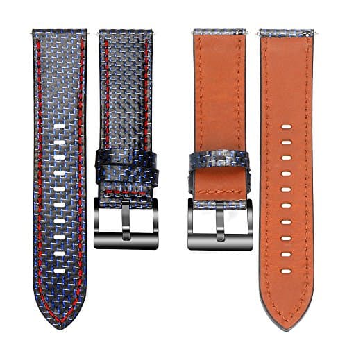 For Samsung Gear S3 Band,eGenPlus Quick Release Replacement Bands for Samsung Gear S3 Frontier/Classic,Huawei Watch 2 Classic and Other 22MM Models,Carbon Fiber Leather