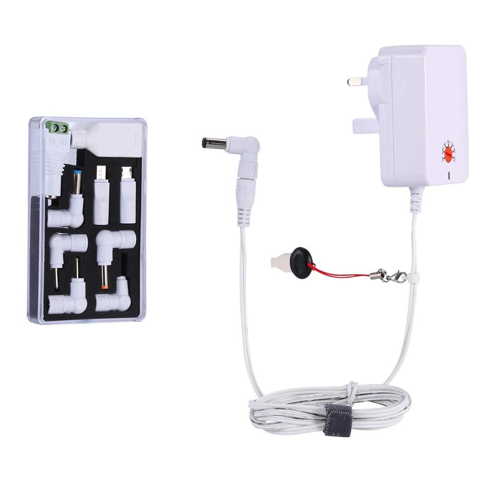 DEYF 18W Universal AC Adapters DC 3V 4.5V 5V 6V 7.5V 9V 12V Multi Voltage Switching Power Adapter + 10 DC Tips For household,office Electronic Device (White)