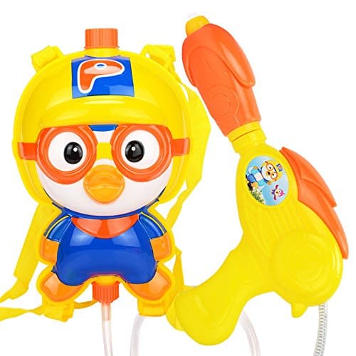 Super Soaker Water Gun Blaster with Backpack Moisture Capacity Assortment Party Outdoor Activity Long Effective Distance Squirt Gun Soaker for Children Adults (Backpack Pororo)