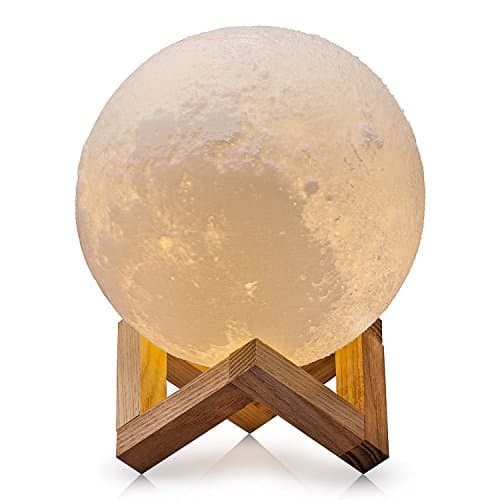 CPLA Lighting Night Light LED 3D Printing Moon Lamp, Warm and Cool White Dimmable Touch Control Brightness with USB Charging, Home Decorative Lights Baby Night Light, Diameter 5.7 inch