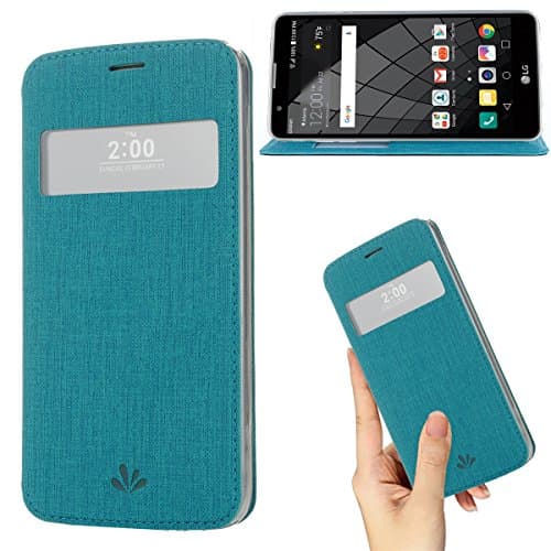 LG G5 case Premium Leather PU Flip Wallet Case with View Window Stand Kickstand Card Holder Magnetic Closure TPU bumper full cover slim Leather Case for LG G5 (Blue)