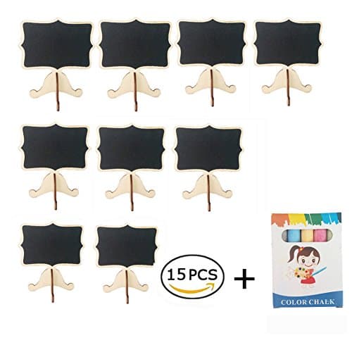 15 Pack Mini Chalkboards with Stand Colorful Chalk Table Place Card for Message Board Signs, Wedding, Party (15Pack)