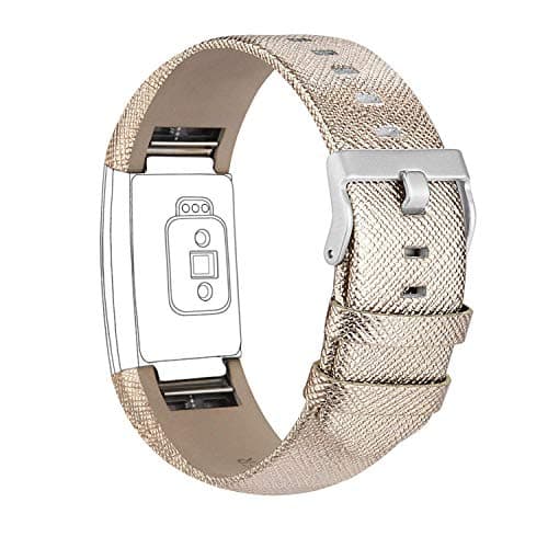 Goosehill Replacement Leather Strap Band Compatible for Fitbit Charge 2, Adjustable Replacement Sport Straps Fitness Wristband