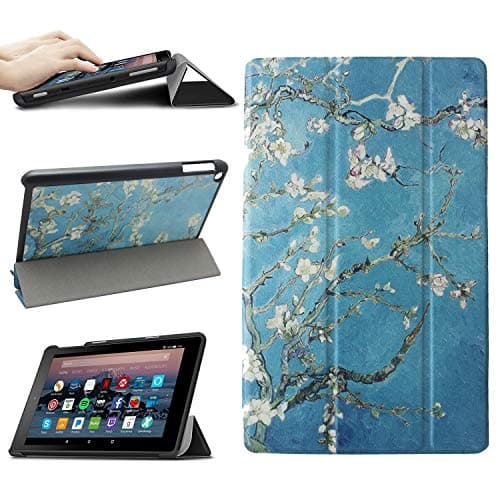 Wisteke Case for Fire HD 8 Tablet (7th / 8th Gen, 2017/2018 Release), PU Leather Folio Cover for Amazon Kindle with Viewing/Typing Stand