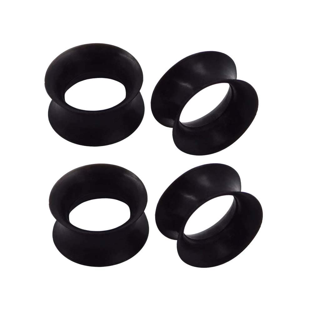 Qmcandy 1/2/9 Pairs Black Thin Silicone Flexible Ear Skin Hollow Tunnels Plugs Earlets Piercing 8g-1 in