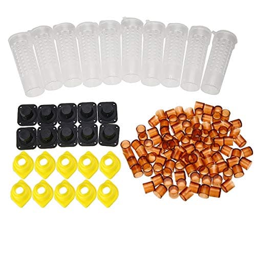 ATEZIEU Bee Queen Rearing Cup Kit System, Bee Beekeeping Catcher Box Catcher Cage Bee Keeper Tools Apiculture Box Set, 120 Cell Cups Tool Set