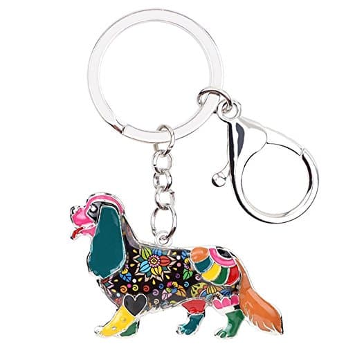 Cavalier King Charles Spaniel Dog Key Chain Key Ring Pom Gift Women Girl Bag Pendant Charm Fashion (MultiColor)