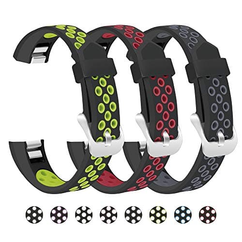 Mosstek Compatible with Fitbit Alta Bands/Fitbit Alta Hr Bands for Women Men/Fitbit Ace Bands for Kids, 3 Pack Sport Silicone Breathable Replacement Wristbands, Small Large
