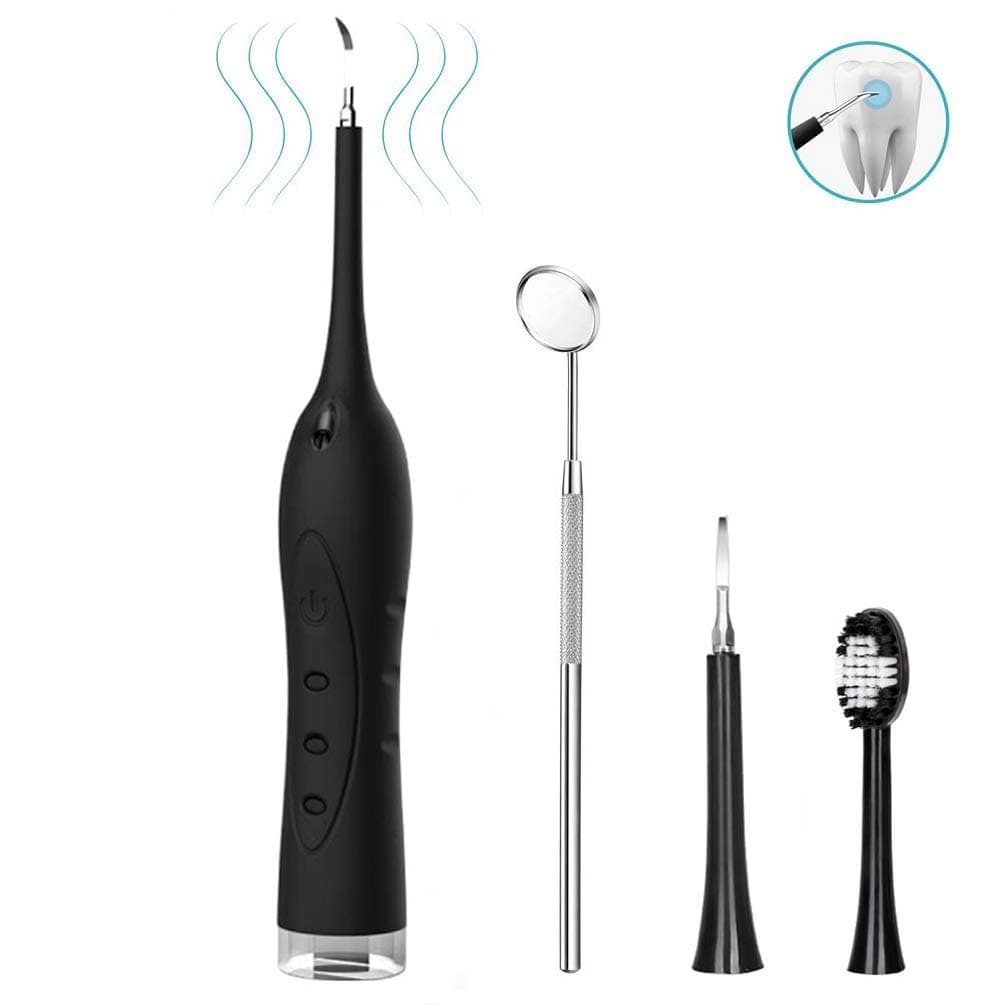 Electric Dental Calculus Plaque Remover Tool Kit, High-Frequency Vibration Tartar Scraper Remover for Dental Calculus, Tooth Stains, Plaque Removal (Black)