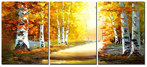 Fallen Maple Leaves Prints on Canvas Autumn View Artwork Framed Pictures Decoration for Home Office 30x40cmx3pcs