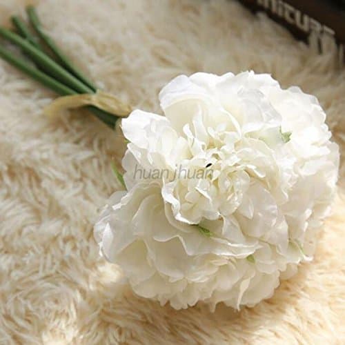 Artificial Flowers - Multi-styles Peony Flowers- Artificial Multi-styles Peony Silk Flowers Bouquet for Home decorations Bridal Wedding, Birthday Hotel Party Arrangements Decor (White Peony)