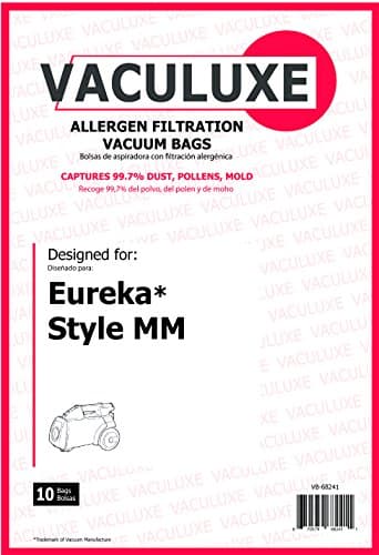 Eureka 60295C Vacuum Bags - Replacement for MM Mighty Mite Model 3670 &amp; 3680 &amp; Part Numbers 60297A, 60295, 60296, 60297, 60295B - 10 Pack - By Vaculuxe