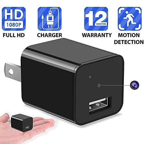 Heymoko Motion Detection HD 1080P USB Wall Charger Camera Plug Adapter Camera Loop Recording Nanny Cam Support to 32GB Storage