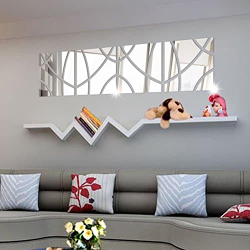 MEIbax 14Pcs 3D Mirror Rectangle Vinyl Removable Wall Sticker Decal Home Decor Art DIY