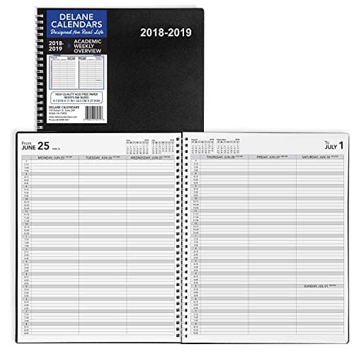 2018-2019 Academic Weekly Planner Appointment Book, 8.5 x 11 inches, Premium Paper, Daily Hourly Planner, Black