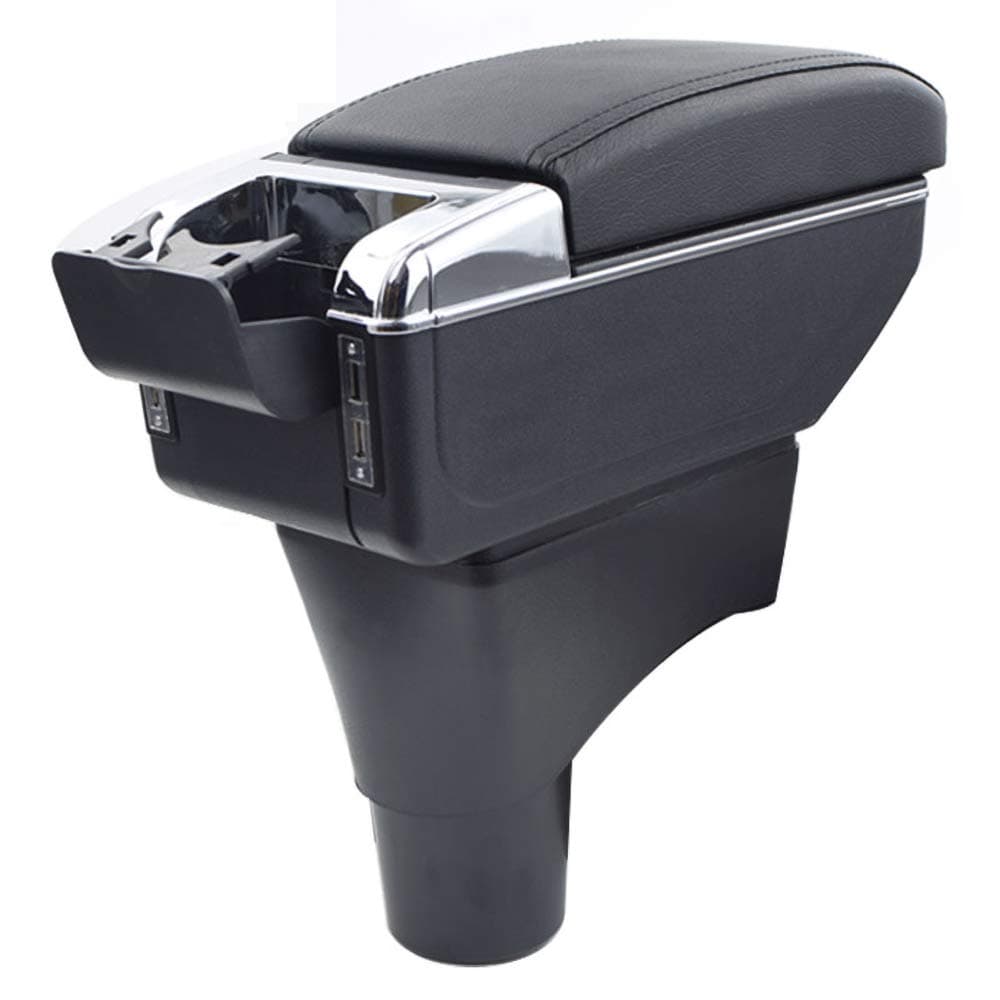Oneuda Centre Console Storage Box for Nissan Sunny Versa 2011-2016 Universal Armrest Retractable Car Accessories (Double Rise with USB)