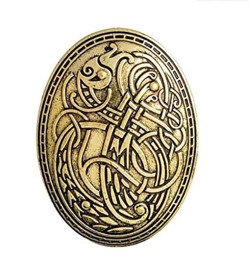 Yiping Badges Buttons Diverse Styles Viking Wolf Pattern Brooches Button Badge Clothes Shirt Jackets(Gold Color)