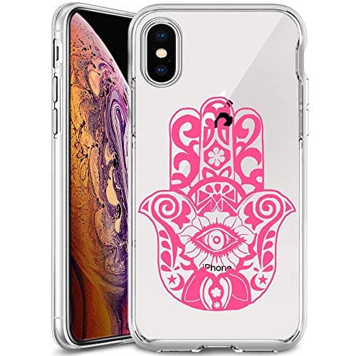 Clear Phone Case Compatible iPhone Xs Max Customized Hamsa Hand Design by MERVELLE TPU Clear Shock-Proof Protective Case [Ultra Slim, Anti-Slippery]