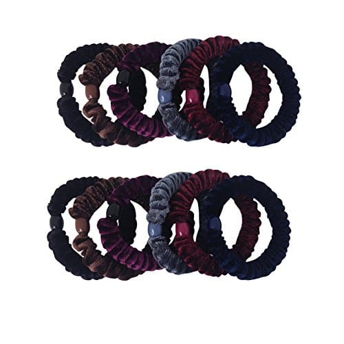 12pcs Thick Solid Stretch Pony Elastics Velvet Scrunchies Set Ponytail Holders Hair Ties Six Colors