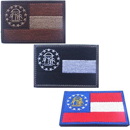 Velcro Hook Back USA GEORGIA State Flag Patch (3"x2", Color 15)