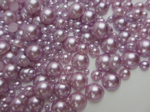 1000pcs Mixed Size 2-10mm Half Round Flatback Imitation Pearls ABS Resin Beads (Purple)
