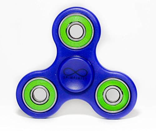 Spinfinity Advanced Hand Spinner w/ Hybrid Ceramic Bearing (not 3D printed) - Good for Concentration, Stress Relief, ADHD, Autism, Anxiety, and Fidgeting (Blue with Print)