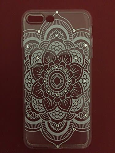 Handmade iPhone 7 Plus Case with Crystals, TPU Transparent White Geometric Flower iPhone 7 plus 5.5" Case with Crystals Swarovski