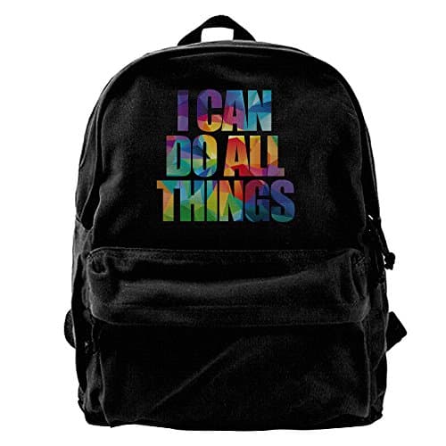 I Can Do All Things Canvas Backpack School Rucksack Travel Backpack Laptop Backpack Black