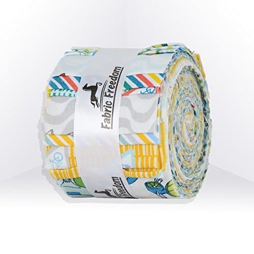 100% Cotton Jelly Rolls Fabric Material for Quilting, Patchwork, Crafts, Sewing Retro Road Trip by Fabric Freedom - Pack of 20 Strips (2.5 inch Width x 42 inch Length) - Approximately 1.25 Metres