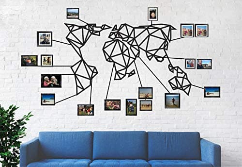 World Map Wall Art- Geometric World Map -3D Wall Silhouette Metal Wall Decor Home Office Decoration Bedroom Living Room Decor Sculpture (24Wx13L)