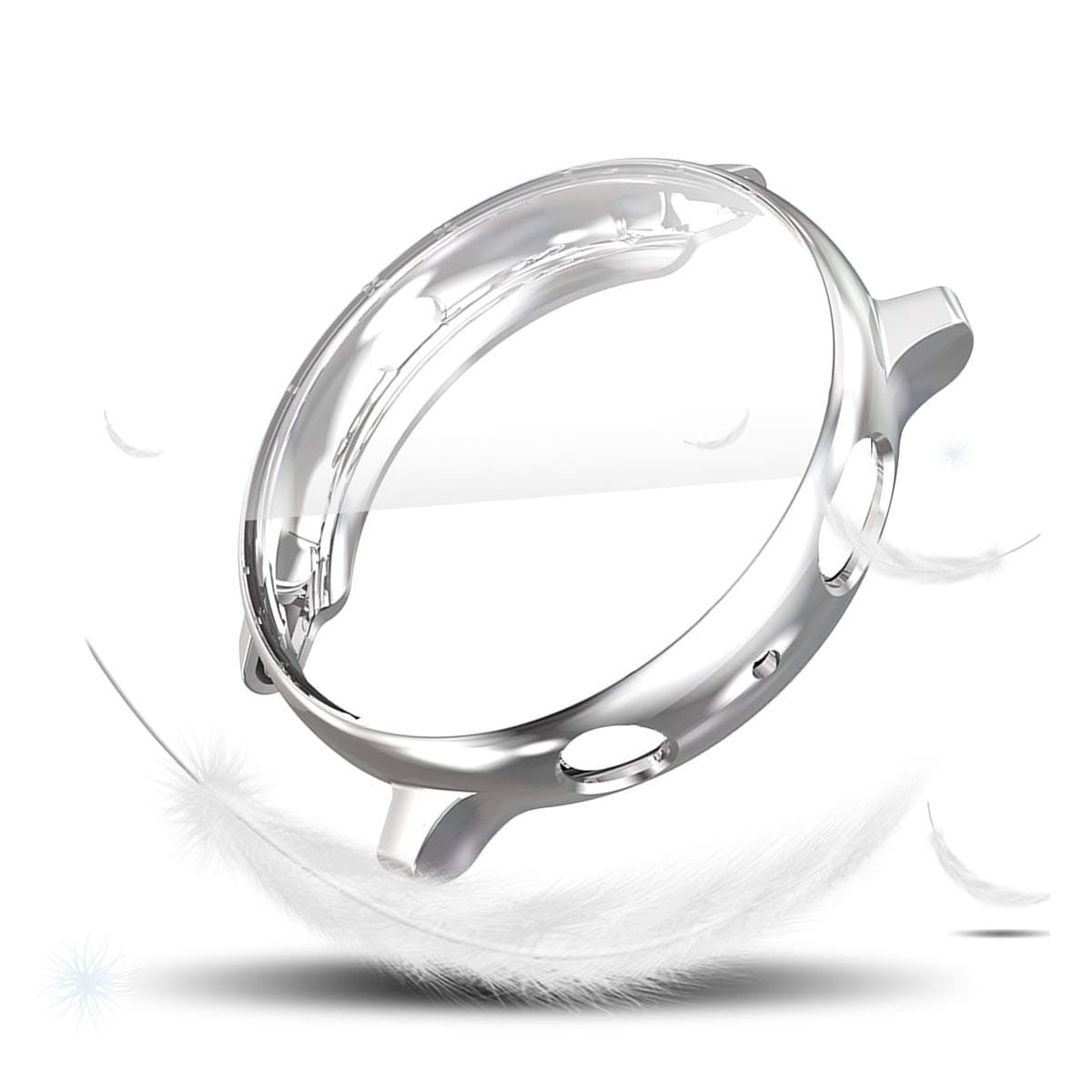 Turnwin Compatible with Samsung Galaxy Watch Active 2 Case 44mm SM-R820 Flexible TPU Case Protector Cover Protective Case (Silver)