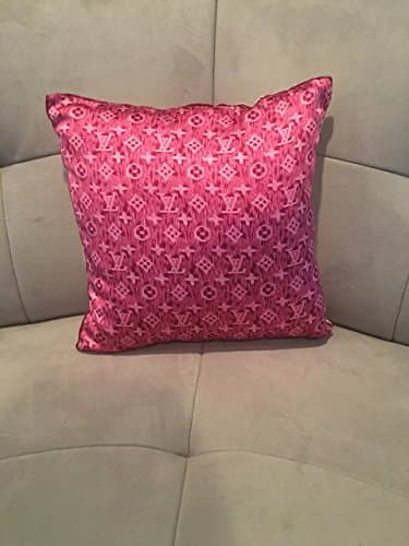 Custom made LV monogram candy pink luxury silk pillow