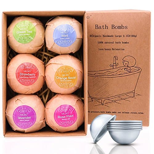 ASFLY 6 Pack Organic Handmade Bath Bombs Best for Aromatherapy &amp; Relaxation, 2.5OZ