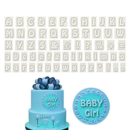 Sala Houseware - Baking Cake Mold Plastic Cookie Cutter Fondant Tool 64 Characters Upper & Lower Case Alphabet Letter Set Cake Tool Fondant Mold