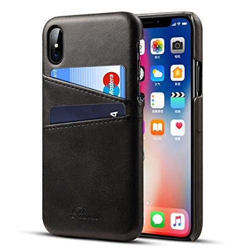 iPhone Xs Wallet Case - iPhone X case,Rssviss Wallet Phone Case Leather Slim Back Case Cover with Credit Card Holder for iPhone Xs/X 5.8 inch-Black