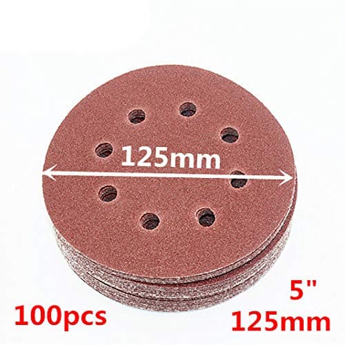 100Pcs 125Mm Hook & Loop Abrasive Sand Paper 5 Inch Red Sanding Disc With 8 Holes Grits 60~2000 Available grit 2000