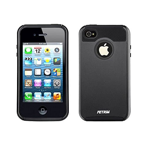 case for iphone 4 , Slim Fit Heavy Duty Protection Case Dual Layer Hybrid Bumper Impact Protection Shockproof Hard Ultra Protective Rubber Cover for Apple iPhone 4 4S (Black)