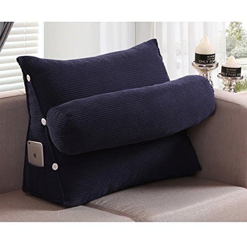 Adjustable Triangle Sofa Bed Office Chair Back Wedge Neck Support Rest Cushion Pillow,19"x16"x10" (Navy blue)