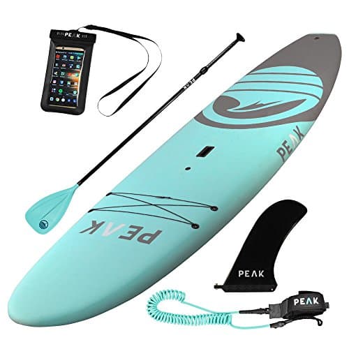 Peak Escape Stand Up Paddle Board | Rigid Hard Soft Top SUP Package | 32" Wide x 4.5" Thick | 250 lb Capacity | Includes Paddle, Leash, Center Fin