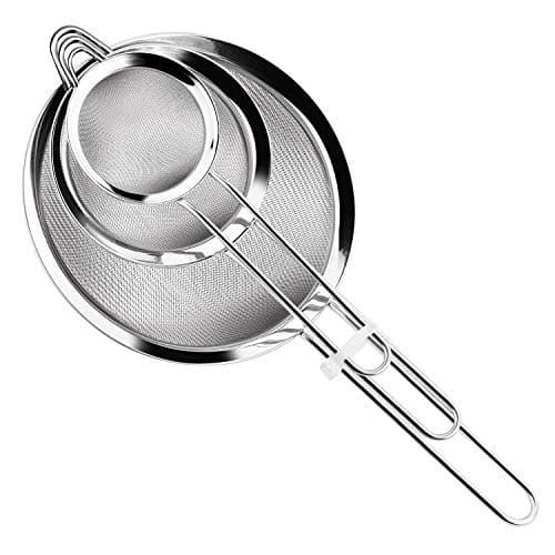 Rottogoon Fine Wire Mesh Kitchen Sieve Set with Rim (Silver)