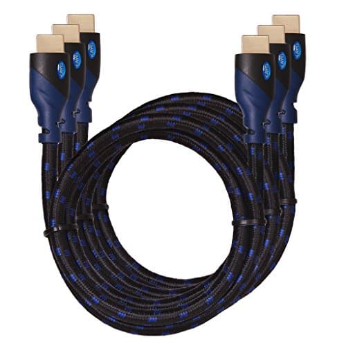 4K HDMI Cable -KAYO High Speed HDMI 2.0b Cable 18Gbps[Supports 4K HDR,3D,2160P,1080P,Ethernet]-Braided HDMI Cord-Audio Return(ARC),Xbox360,PS4/PS3,Apple TV,Roku+Bonus CABLE Tie,Blue BLK (3FT -3 Pack)