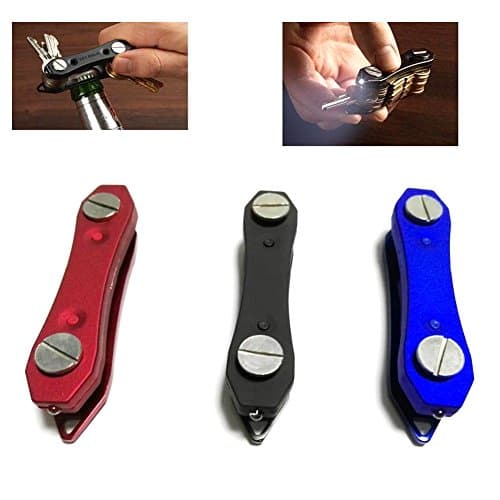 with led light and bottle opener key clip Smart Key Holder Best Extended Keychain Organizer Made of Lightweight stainless steel Holds (Red)